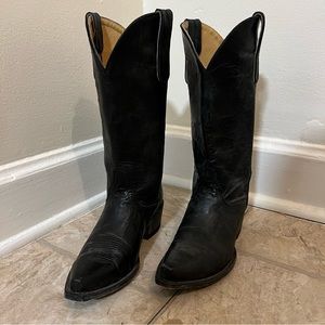 Black Leather Cowgirl Boots